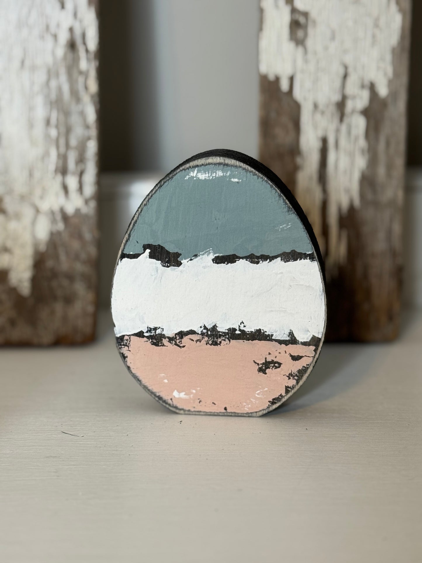 Hand-Painted Wooden Standing Easter Eggs – Unique Spring Decor, Tiered Tray & Easter Basket Filler